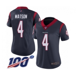 Women's Houston Texans #4 Deshaun Watson Navy Blue Team Color Vapor Untouchable Limited Player 100th Season Football Jersey