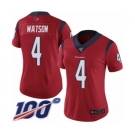 Women's Houston Texans #4 Deshaun Watson Red Alternate Vapor Untouchable Limited Player 100th Season Football Jersey