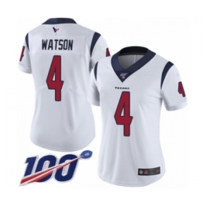 Women's Houston Texans #4 Deshaun Watson White Vapor Untouchable Limited Player 100th Season Football Jersey