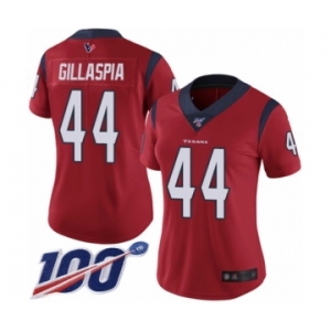 Women's Houston Texans #44 Cullen Gillaspia Red Alternate Vapor Untouchable Limited Player 100th Season Football Jersey