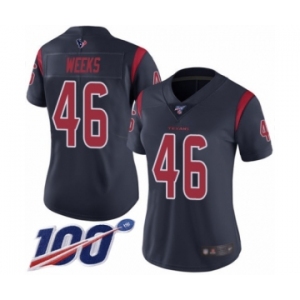 Women's Houston Texans #46 Jon Weeks Limited Navy Blue Rush Vapor Untouchable 100th Season Football Jersey