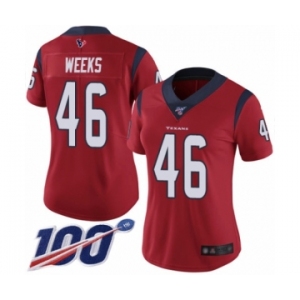 Women's Houston Texans #46 Jon Weeks Red Alternate Vapor Untouchable Limited Player 100th Season Football Jersey