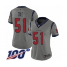 Women's Houston Texans #51 Dylan Cole Limited Gray Inverted Legend 100th Season Football Jersey