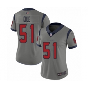 Women's Houston Texans #51 Dylan Cole Limited Gray Inverted Legend Football Jersey