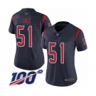 Women's Houston Texans #51 Dylan Cole Limited Navy Blue Rush Vapor Untouchable 100th Season Football Jersey