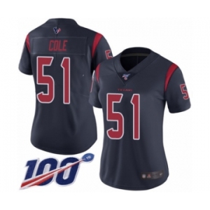 Women's Houston Texans #51 Dylan Cole Limited Navy Blue Rush Vapor Untouchable 100th Season Football Jersey