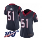 Women's Houston Texans #51 Dylan Cole Navy Blue Team Color Vapor Untouchable Limited Player 100th Season Football Jersey