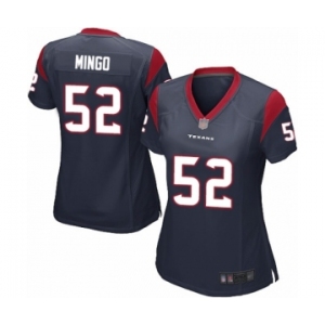 Women's Houston Texans #52 Barkevious Mingo Game Navy Blue Team Color Football Jersey