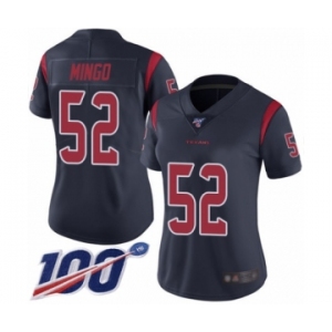 Women's Houston Texans #52 Barkevious Mingo Limited Navy Blue Rush Vapor Untouchable 100th Season Football Jersey