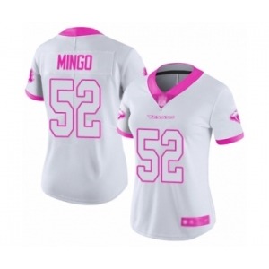 Women's Houston Texans #52 Barkevious Mingo Limited White Pink Rush Fashion Football Jersey