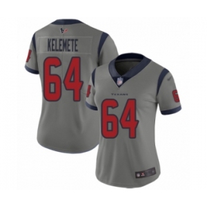 Women's Houston Texans #64 Senio Kelemete Limited Gray Inverted Legend Football Jersey