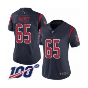 Women's Houston Texans #65 Greg Mancz Limited Navy Blue Rush Vapor Untouchable 100th Season Football Jersey