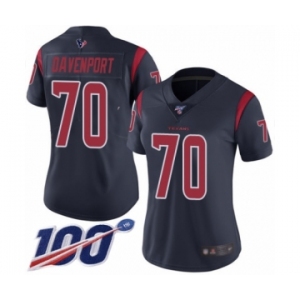 Women's Houston Texans #70 Julien Davenport Limited Navy Blue Rush Vapor Untouchable 100th Season Football Jersey