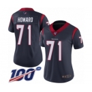 Women's Houston Texans #71 Tytus Howard Navy Blue Team Color Vapor Untouchable Limited Player 100th Season Football Jersey