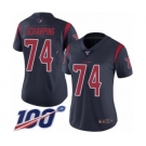 Women's Houston Texans #74 Max Scharping Limited Navy Blue Rush Vapor Untouchable 100th Season Football Jersey