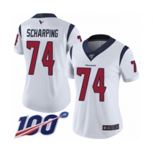 Women's Houston Texans #74 Max Scharping White Vapor Untouchable Limited Player 100th Season Football Jersey