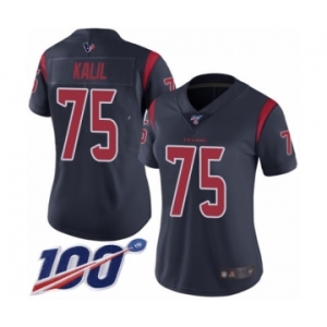 Women's Houston Texans #75 Matt Kalil Limited Navy Blue Rush Vapor Untouchable 100th Season Football Jersey