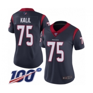 Women's Houston Texans #75 Matt Kalil Navy Blue Team Color Vapor Untouchable Limited Player 100th Season Football Jersey