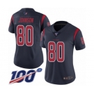 Women's Houston Texans #80 Andre Johnson Limited Navy Blue Rush Vapor Untouchable 100th Season Football Jersey