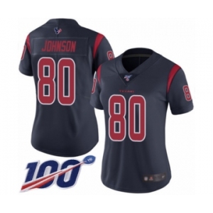 Women's Houston Texans #80 Andre Johnson Limited Navy Blue Rush Vapor Untouchable 100th Season Football Jersey