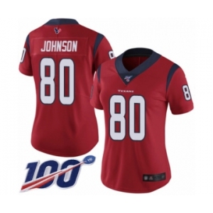 Women's Houston Texans #80 Andre Johnson Red Alternate Vapor Untouchable Limited Player 100th Season Football Jersey