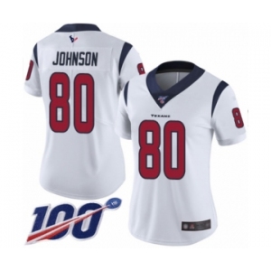 Women's Houston Texans #80 Andre Johnson White Vapor Untouchable Limited Player 100th Season Football Jersey