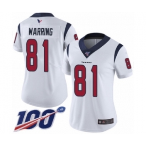 Women's Houston Texans #81 Kahale Warring White Vapor Untouchable Limited Player 100th Season Football Jersey