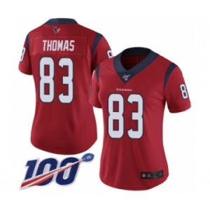 Women's Houston Texans #83 Jordan Thomas Red Alternate Vapor Untouchable Limited Player 100th Season Football Jersey