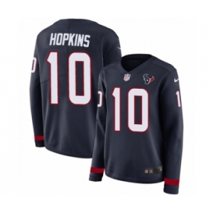 Women's Nike Houston Texans #10 DeAndre Hopkins Limited Navy Blue Therma Long Sleeve NFL Jersey