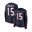 Women's Nike Houston Texans #15 Will Fuller V Limited Navy Blue Therma Long Sleeve NFL Jersey