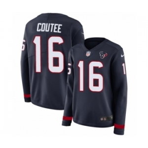 Women's Nike Houston Texans #16 Keke Coutee Limited Navy Blue Therma Long Sleeve NFL Jersey