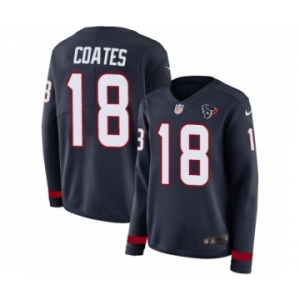 Women's Nike Houston Texans #18 Sammie Coates Limited Navy Blue Therma Long Sleeve NFL Jersey