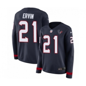 Women's Nike Houston Texans #21 Tyler Ervin Limited Navy Blue Therma Long Sleeve NFL Jersey