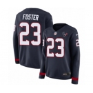 Women's Nike Houston Texans #23 Arian Foster Limited Navy Blue Therma Long Sleeve NFL Jersey