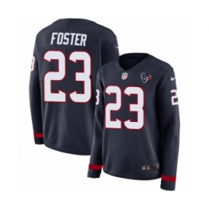 Women's Nike Houston Texans #23 Arian Foster Limited Navy Blue Therma Long Sleeve NFL Jersey