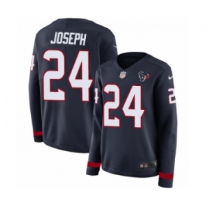 Women's Nike Houston Texans #24 Johnathan Joseph Limited Navy Blue Therma Long Sleeve NFL Jersey