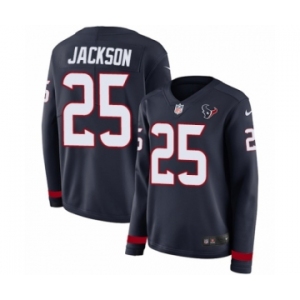 Women's Nike Houston Texans #25 Kareem Jackson Limited Navy Blue Therma Long Sleeve NFL Jersey