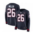 Women's Nike Houston Texans #26 Lamar Miller Limited Navy Blue Therma Long Sleeve NFL Jersey