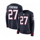 Women's Nike Houston Texans #27 D'Onta Foreman Limited Navy Blue Therma Long Sleeve NFL Jersey