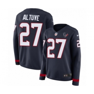 Women's Nike Houston Texans #27 Jose Altuve Limited Navy Blue Therma Long Sleeve NFL Jersey