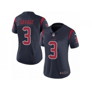 Women's Nike Houston Texans #3 Tom Savage Limited Navy Blue Rush NFL Jersey