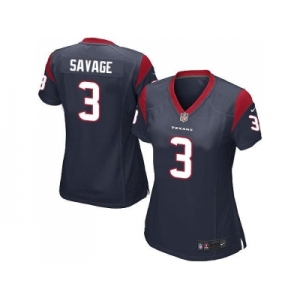 Women's Nike Houston Texans #3 Tom Savage Navy Blue Team Color Stitched NFL Elite Jersey