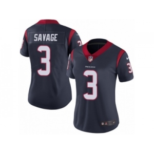 Women's Nike Houston Texans #3 Tom Savage Vapor Untouchable Limited Navy Blue Team Color NFL Jersey