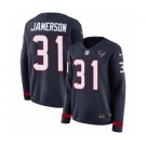 Women's Nike Houston Texans #31 Natrell Jamerson Limited Navy Blue Therma Long Sleeve NFL Jersey