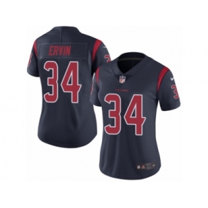 Women's Nike Houston Texans #34 Tyler Ervin Limited Navy Blue Rush NFL Jersey