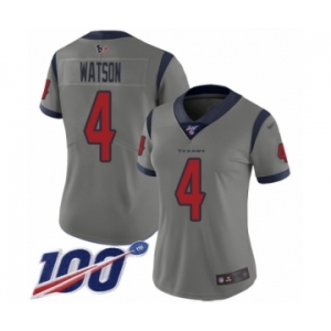 Women's Nike Houston Texans #4 Deshaun Watson Limited Gray Inverted Legend 100th Season NFL Jersey