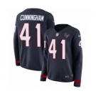 Women's Nike Houston Texans #41 Zach Cunningham Limited Navy Blue Therma Long Sleeve NFL Jersey