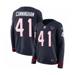 Women's Nike Houston Texans #41 Zach Cunningham Limited Navy Blue Therma Long Sleeve NFL Jersey