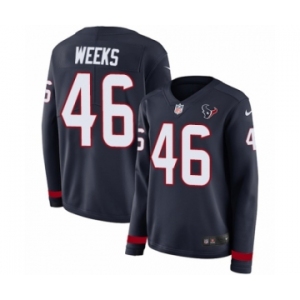 Women's Nike Houston Texans #46 Jon Weeks Limited Navy Blue Therma Long Sleeve NFL Jersey