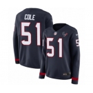 Women's Nike Houston Texans #51 Dylan Cole Limited Navy Blue Therma Long Sleeve NFL Jersey